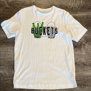 White Travis Mathew Graphic T-Shirt with Buckets Design